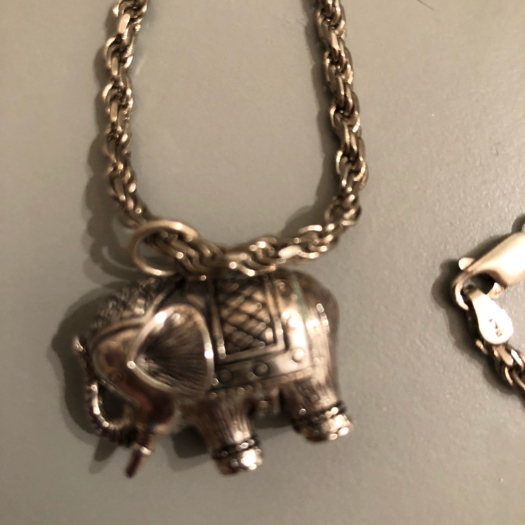 Preowned Sterling Silver Elephant Pendant Only